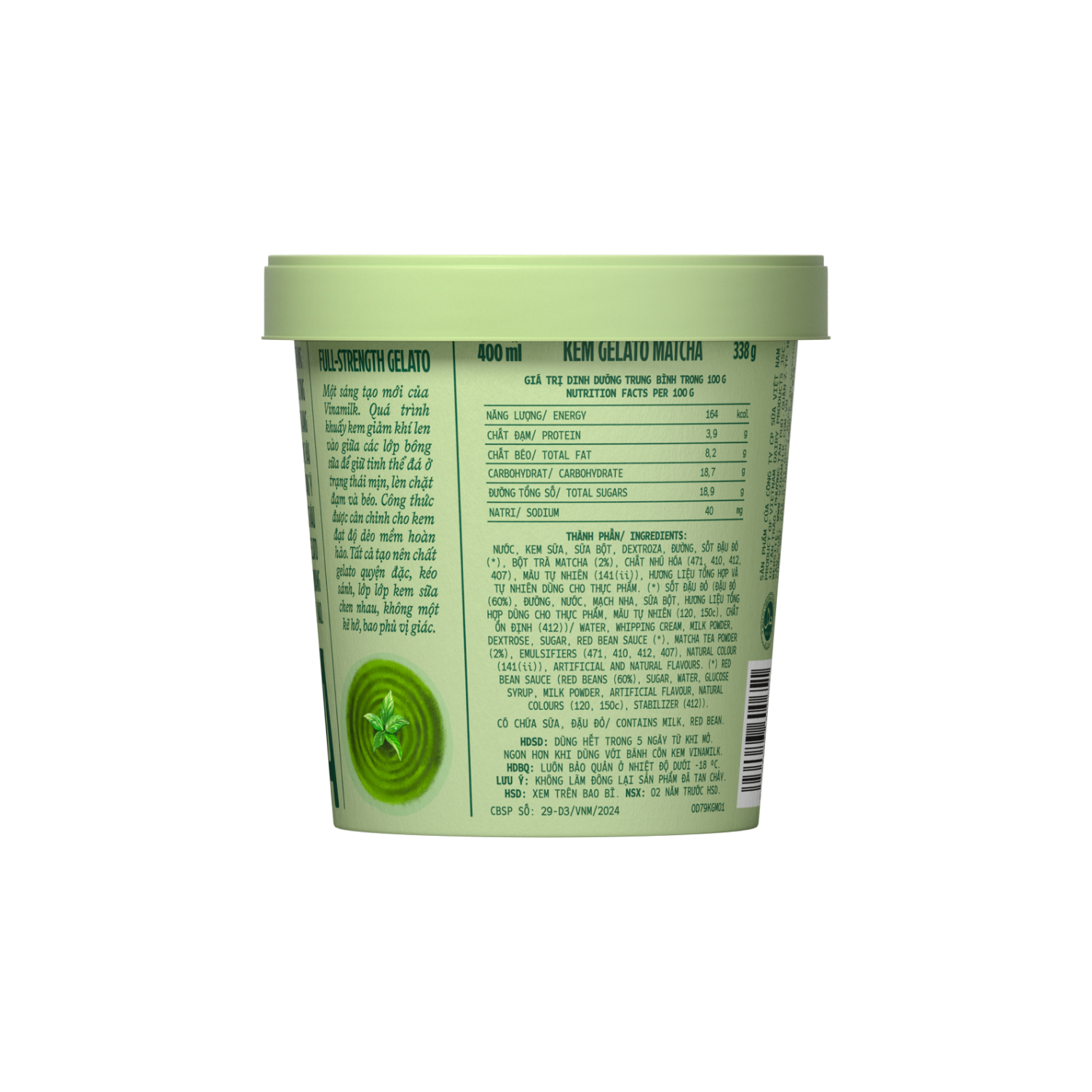 Kem hộp Vinamilk Gelato Matcha 400ml