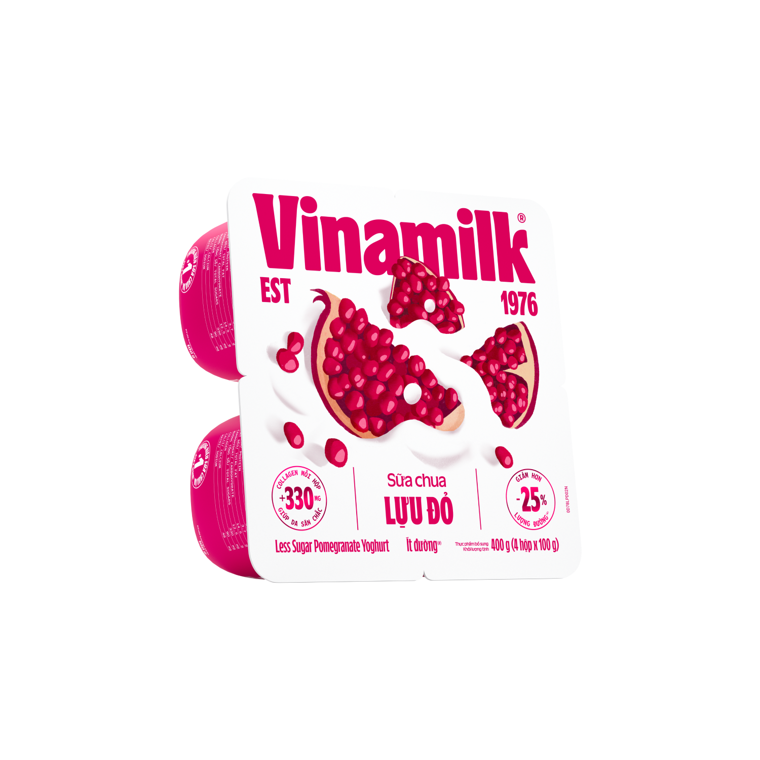 Sữa chua ăn Vinamilk Lựu Đỏ ít đường + Collagen 100g