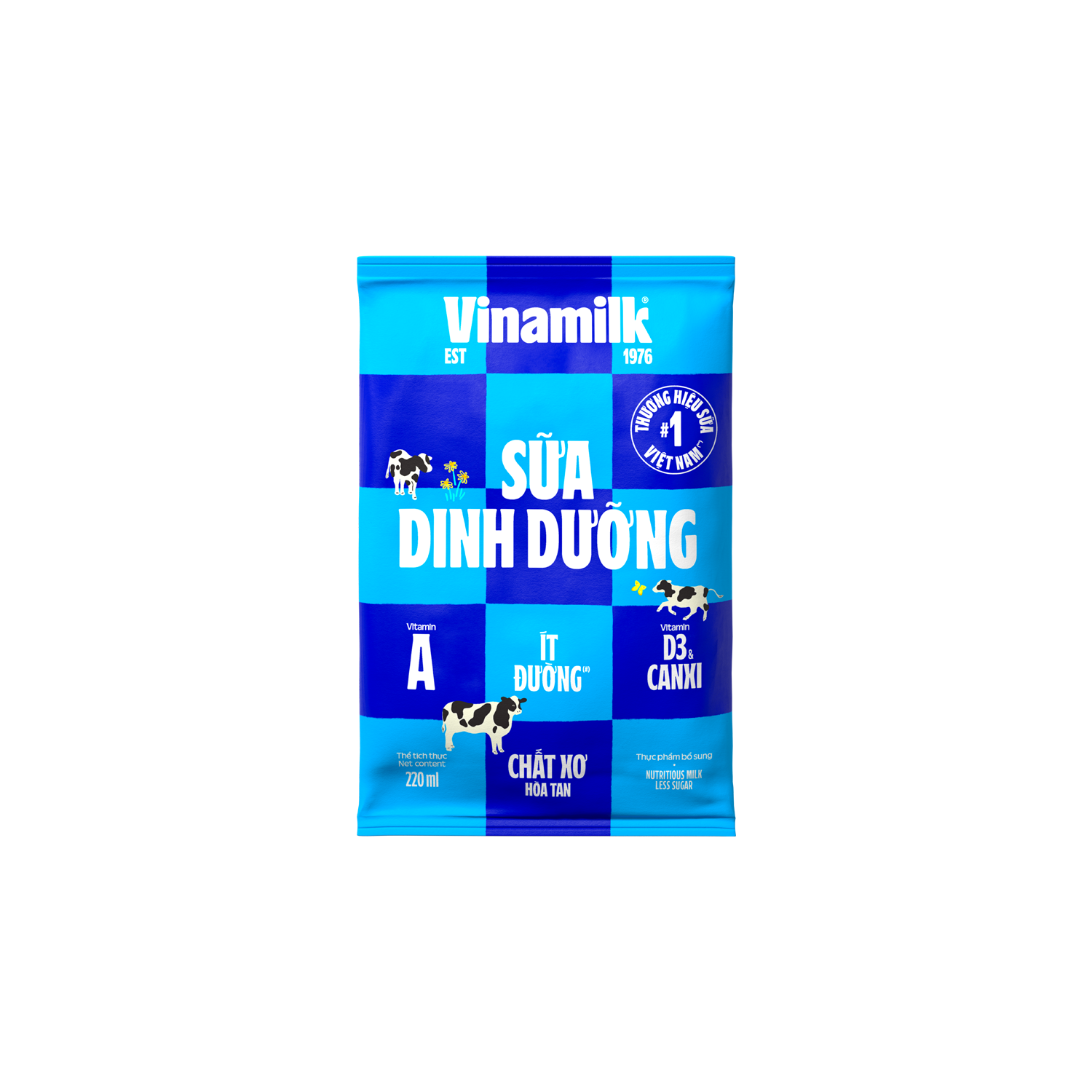 Sữa dinh dưỡng Vinamilk Ít đường 220ml Thùng 48 bịch