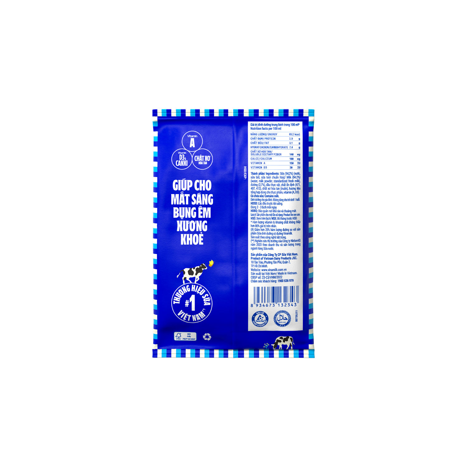 Nutritious Milk Vinamilk Less Sugar 220ml