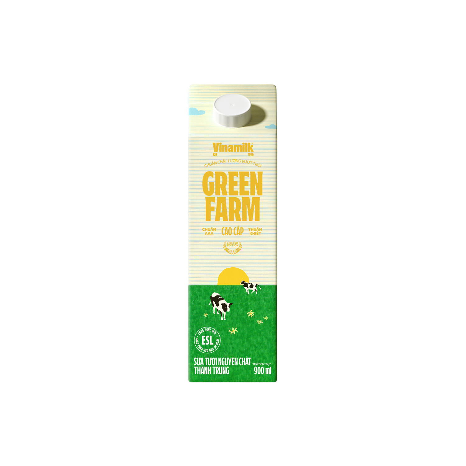 Sữa tươi thanh trùng Green Farm Không đường 900ml