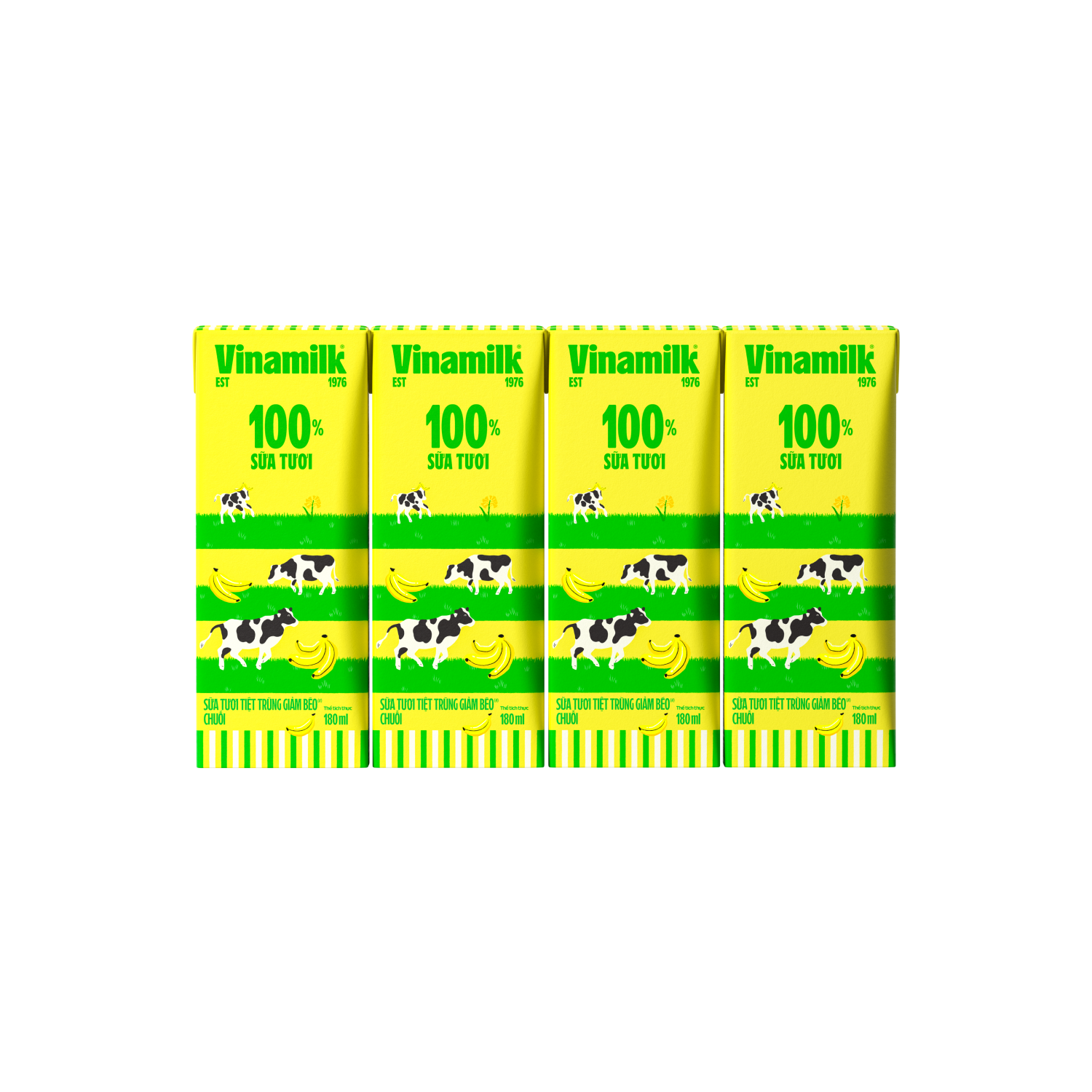 Sữa tươi tiệt trùng 100% Giảm béo vị Chuối 180ml