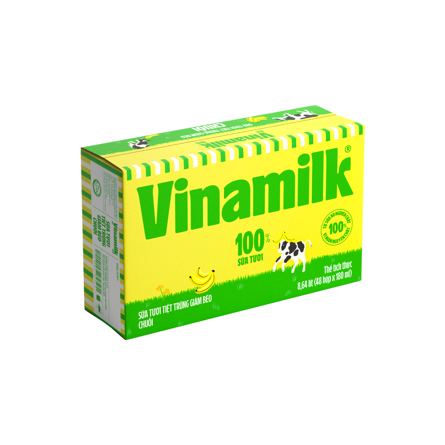 Sữa tươi tiệt trùng 100% Giảm béo vị Chuối 180ml