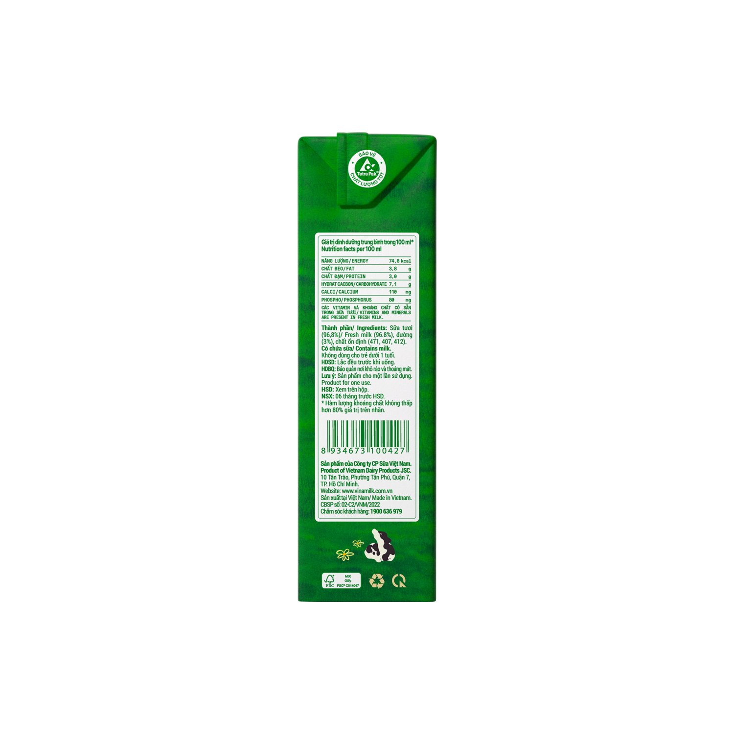 Sữa tươi tiệt trùng Green Farm Có đường 180ml