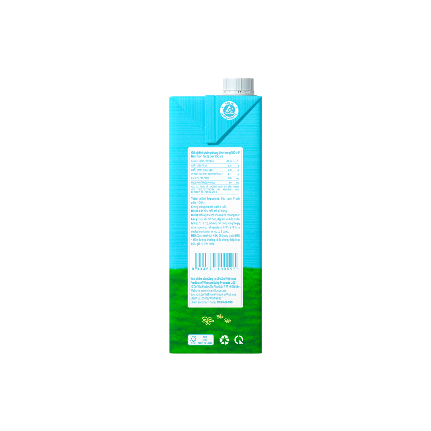 Sữa tươi tiệt trùng Green Farm Không đường 1L