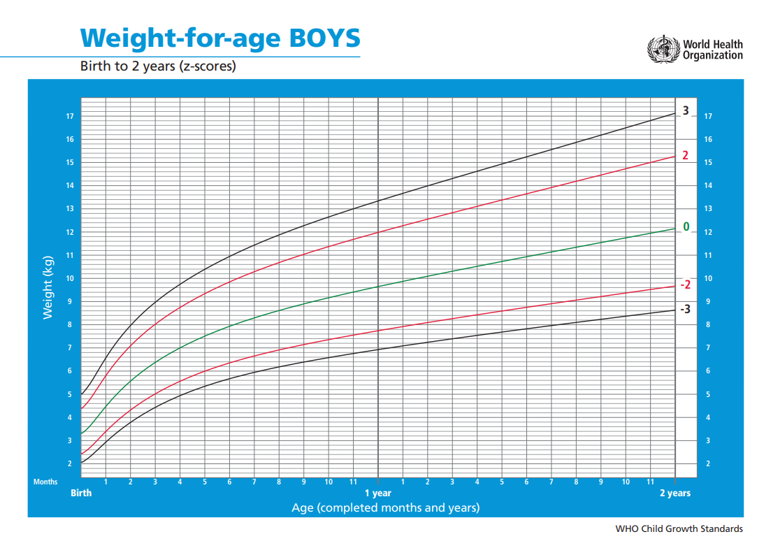 Biểu đồ tăng trưởng cân nặng 1000 ngày đầu đời dành cho bé t